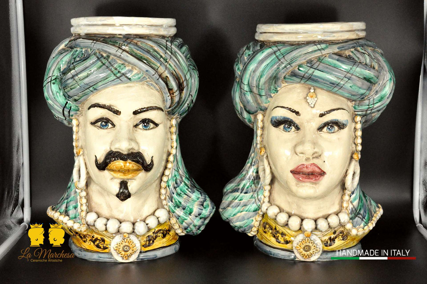 Teste di Moro in ceramica di Caltagirone busto 43cm