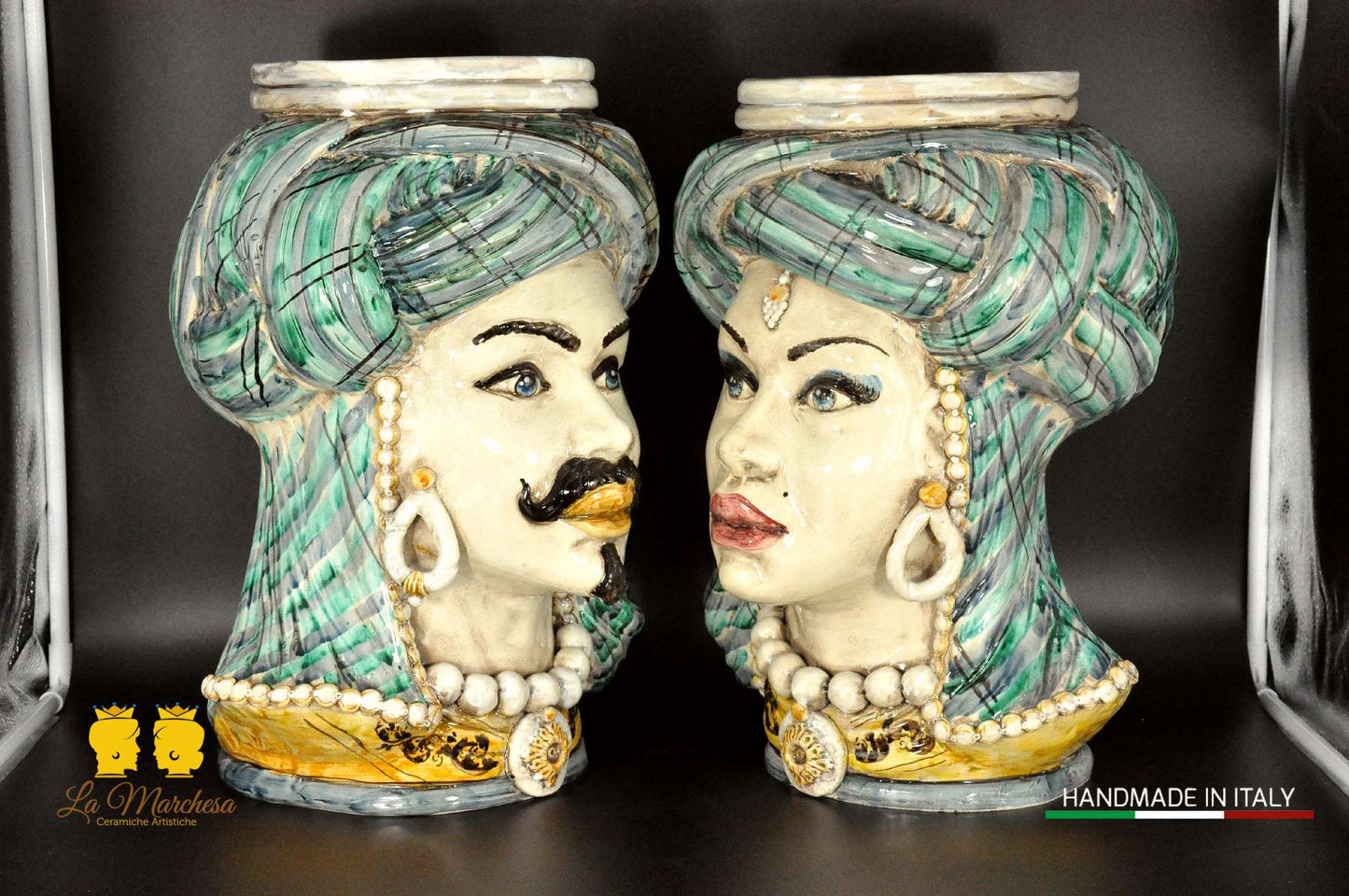 Teste di Moro in ceramica di Caltagirone busto 43cm