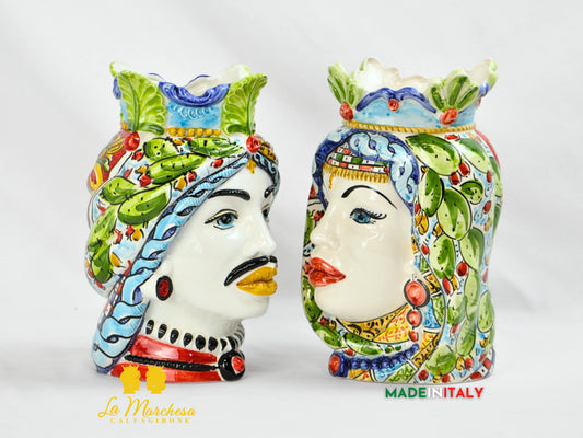 Teste di Moro Afro Carretto Siciliano in Ceramica di Caltagirone 26cm