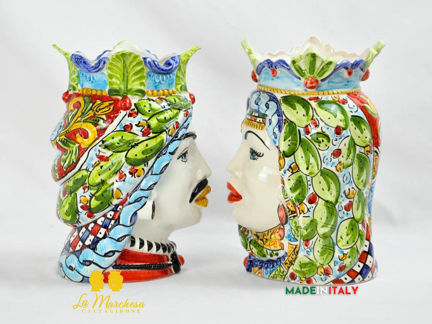 Teste di Moro Afro Carretto Siciliano in Ceramica di Caltagirone 26cm