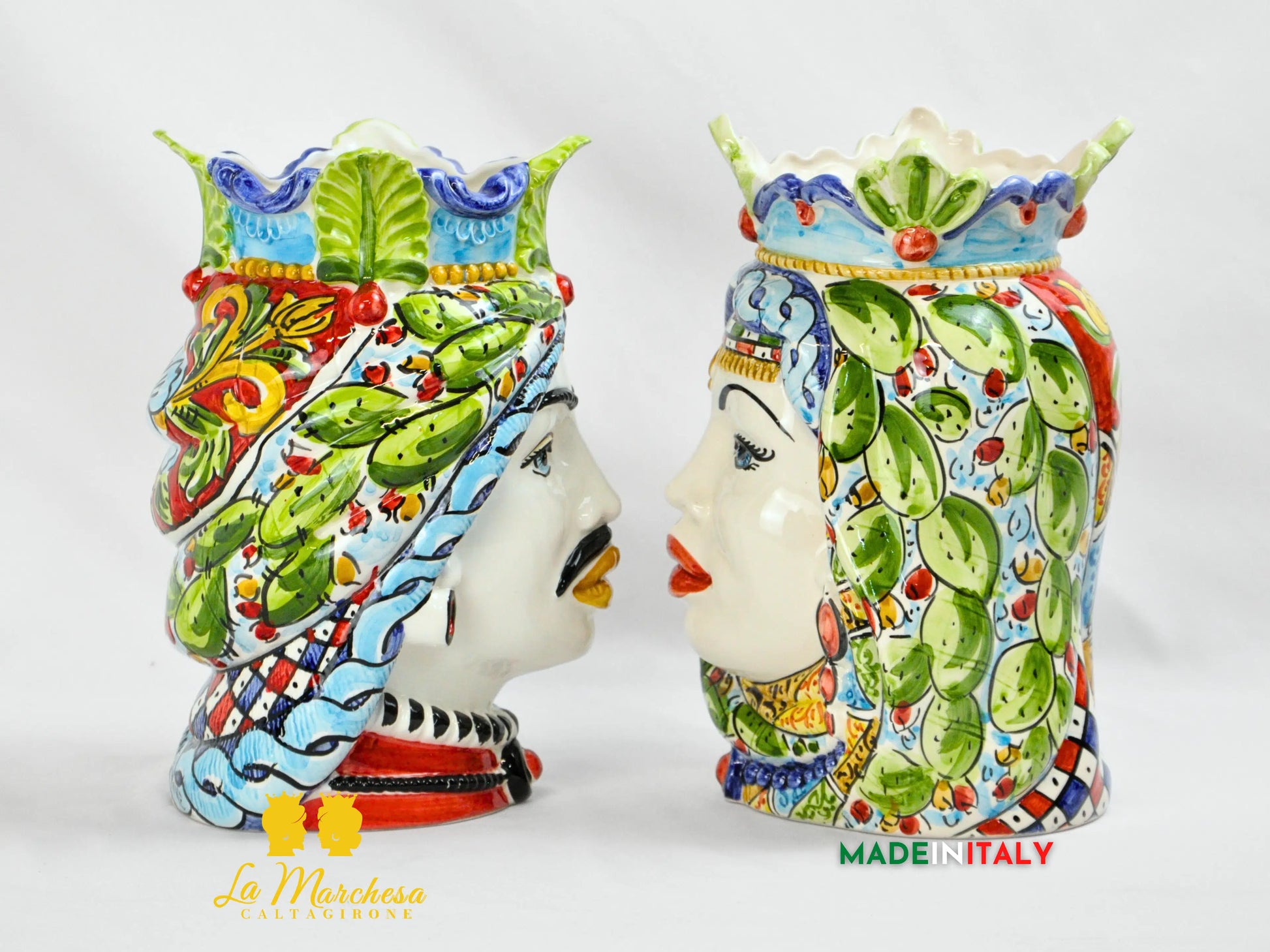 Teste di Moro Afro Carretto Siciliano in Ceramica di Caltagirone 26cm