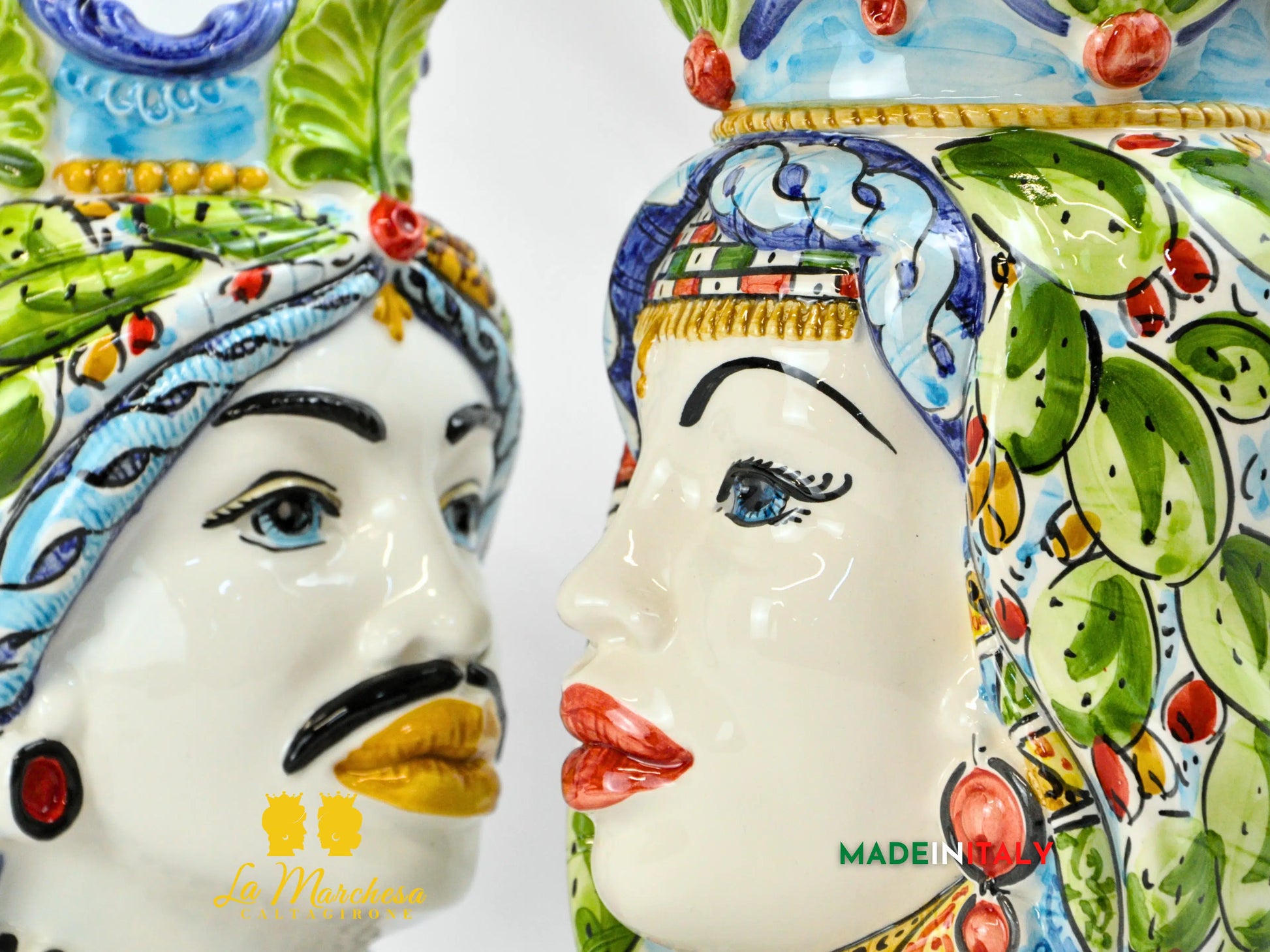 Teste di Moro Afro Carretto Siciliano in Ceramica di Caltagirone 26cm