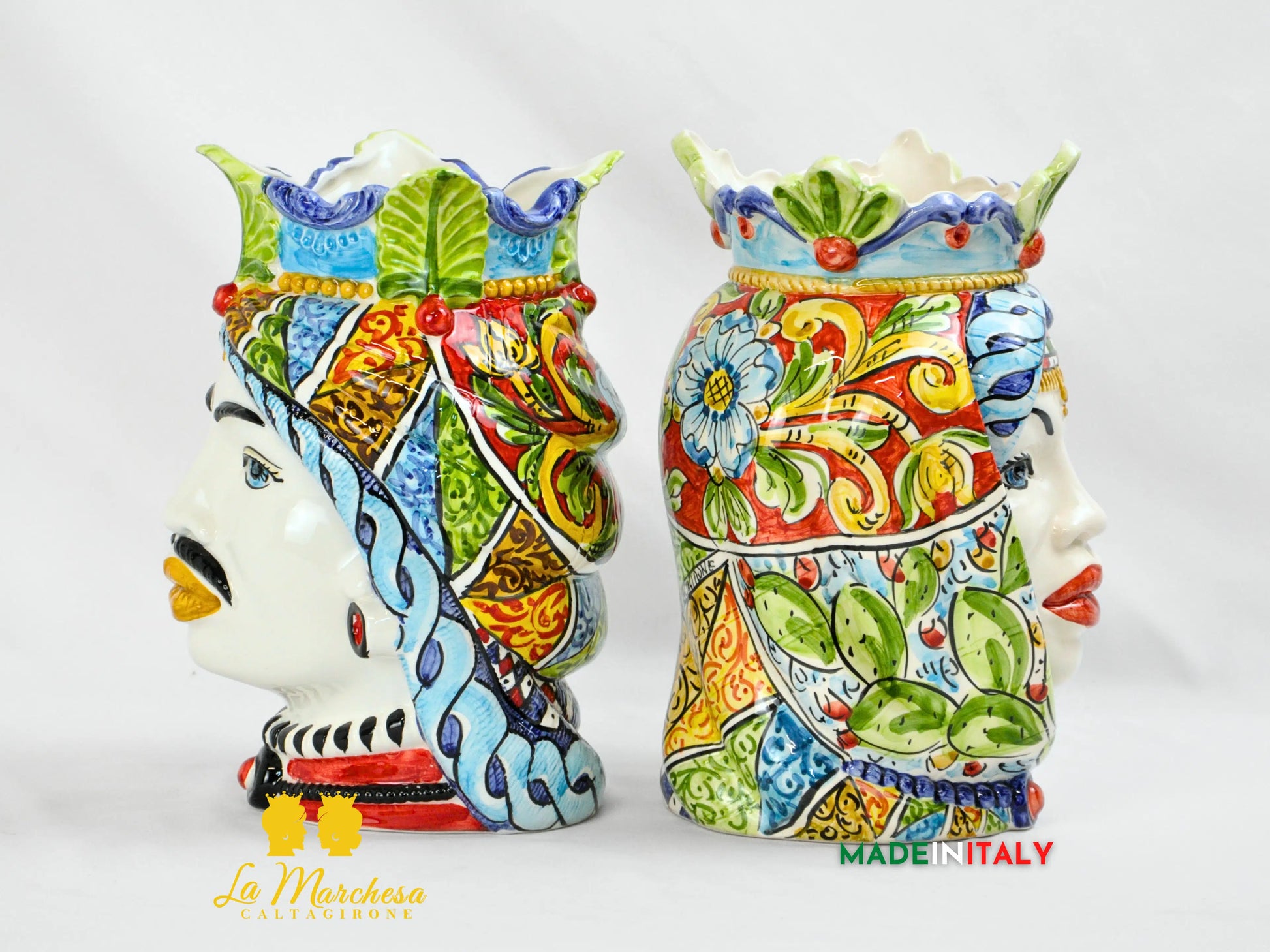 Teste di Moro Afro Carretto Siciliano in Ceramica di Caltagirone 26cm