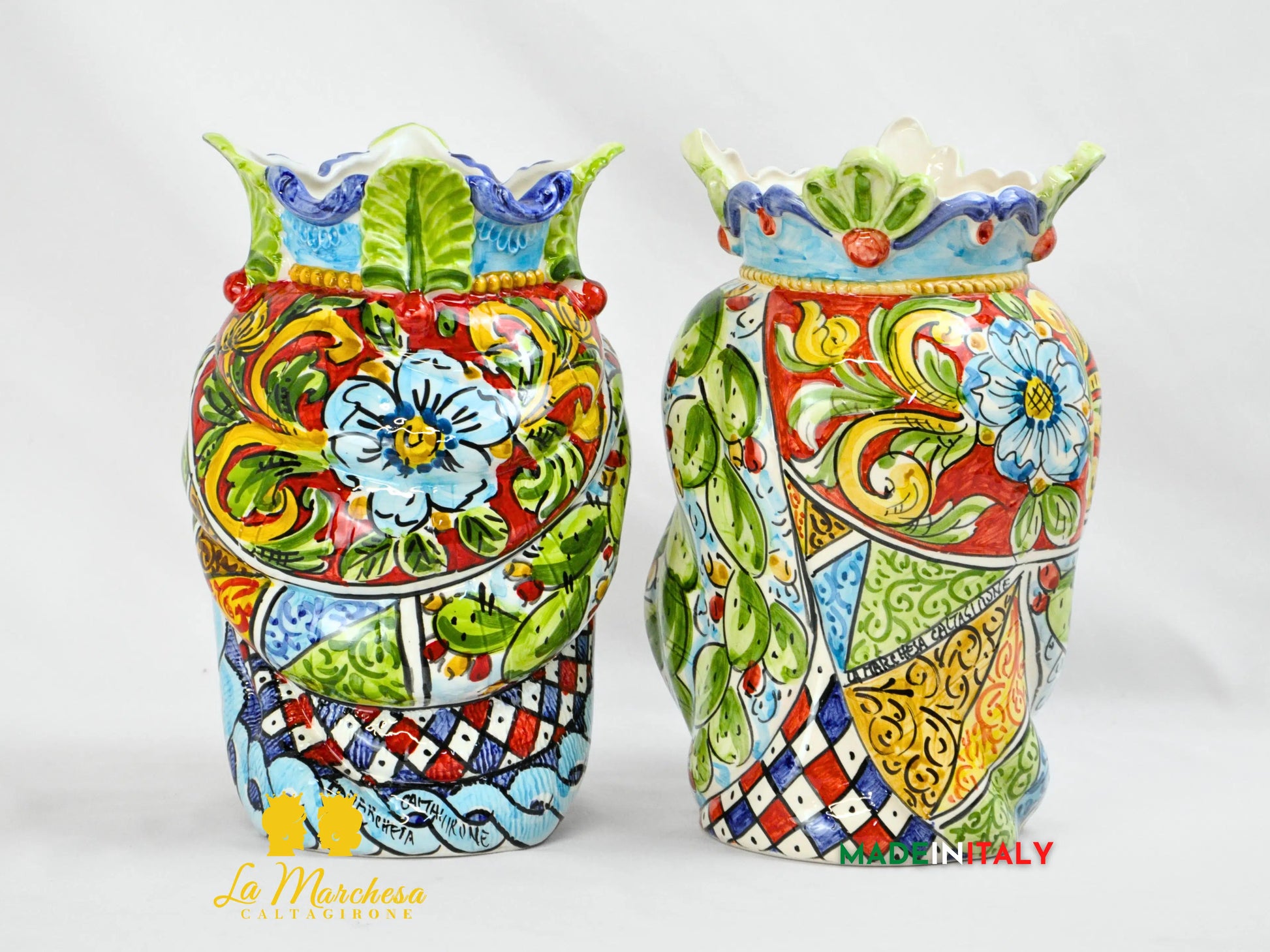 Teste di Moro Afro Carretto Siciliano in Ceramica di Caltagirone 26cm
