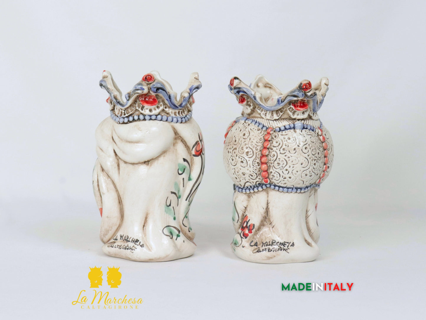 Teste di Moro Ceramica di Caltagirone barocco fumè - Varie misure