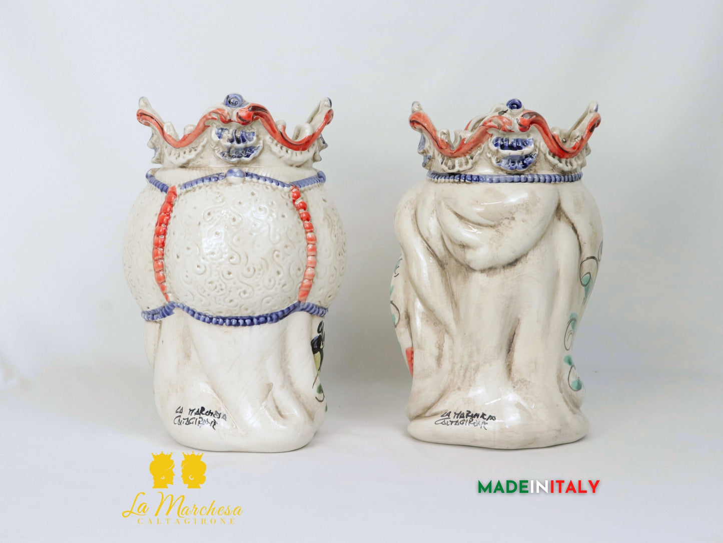 Teste di Moro Ceramica di Caltagirone barocco fumè - Varie misure