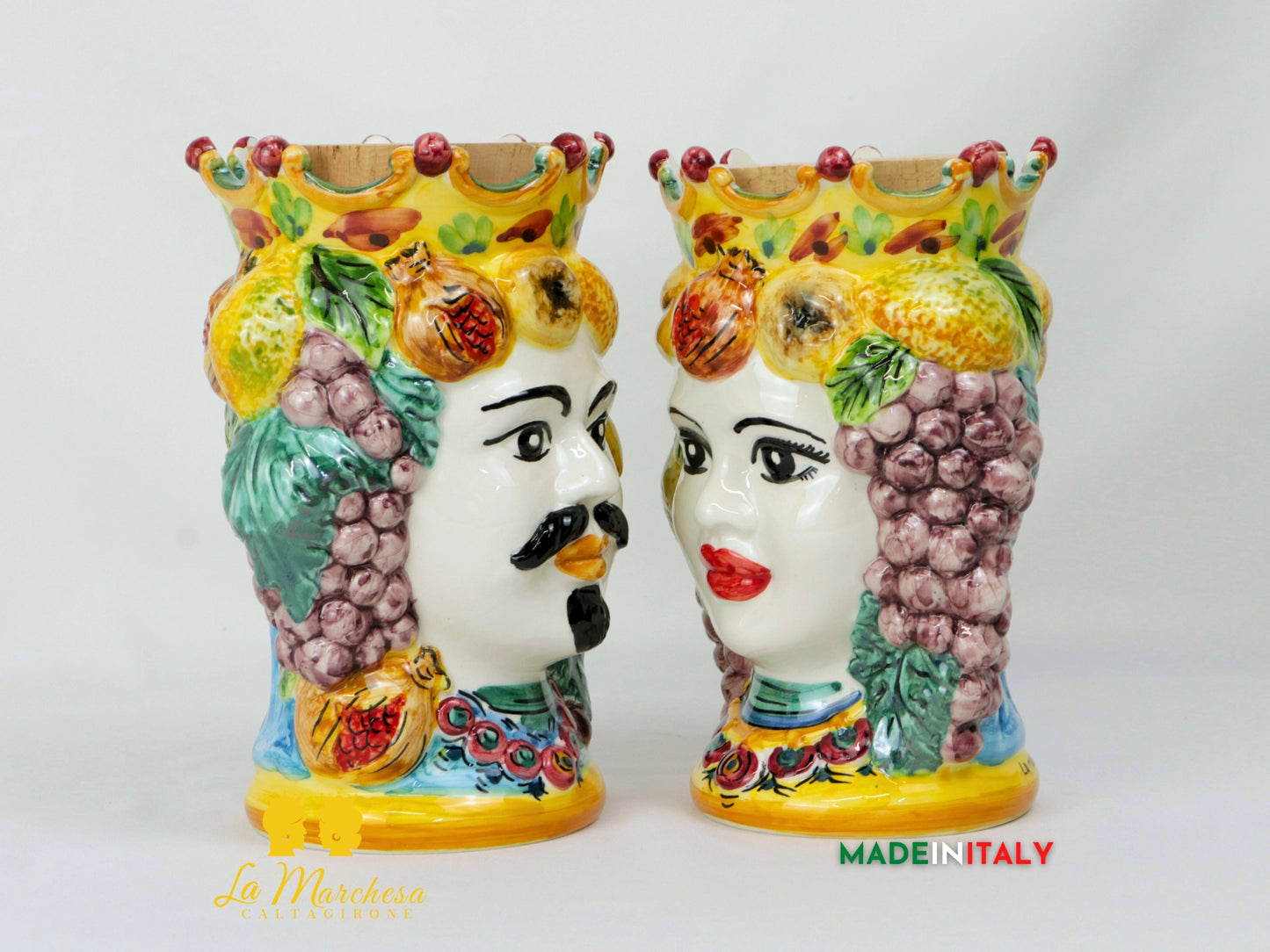Teste di Moro Barattolo in Ceramica di Caltagirone 23 cm