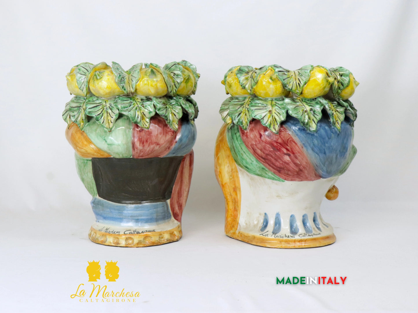 Teste di Moro Ceramica di Caltagirone corona di limoni 32cm