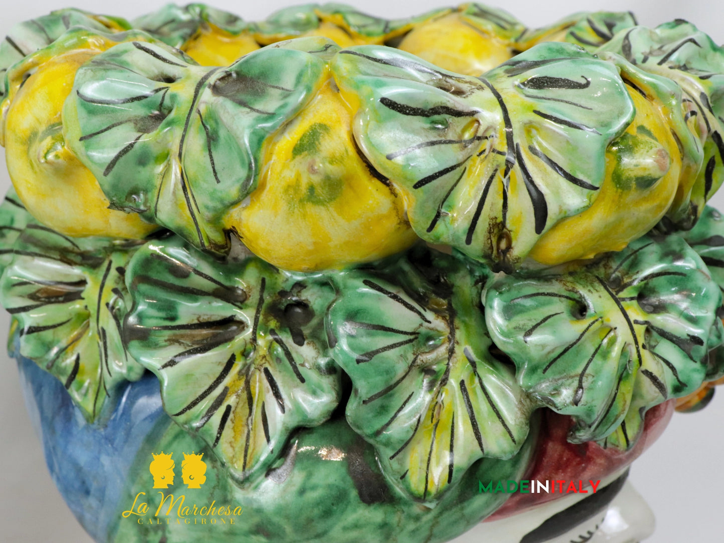 Teste di Moro in Ceramica di Caltagirone Corona di Limoni 32cm