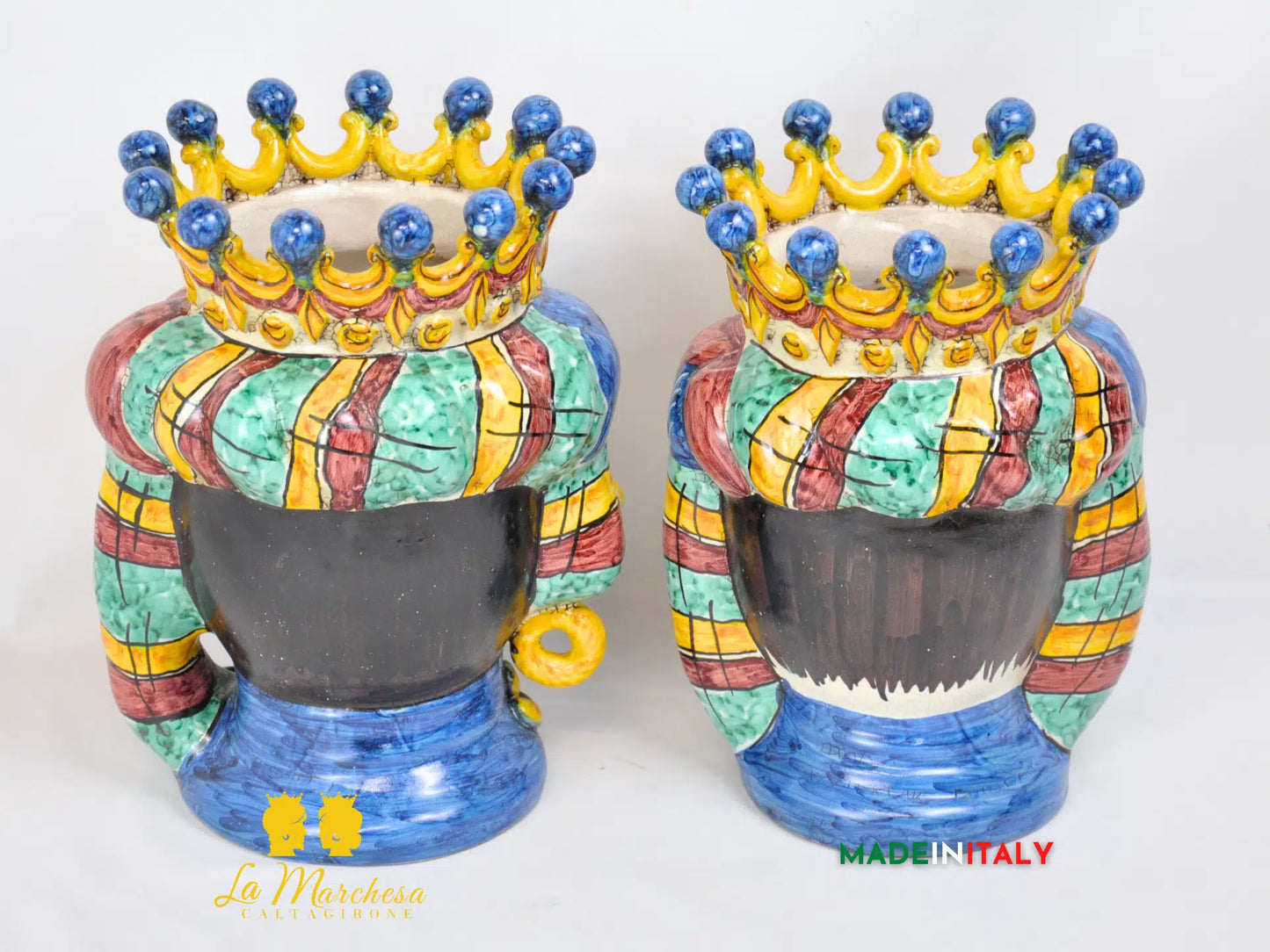 Teste di Moro Classiche Corona in Ceramica di Caltagirone 27cm - Vari Modelli