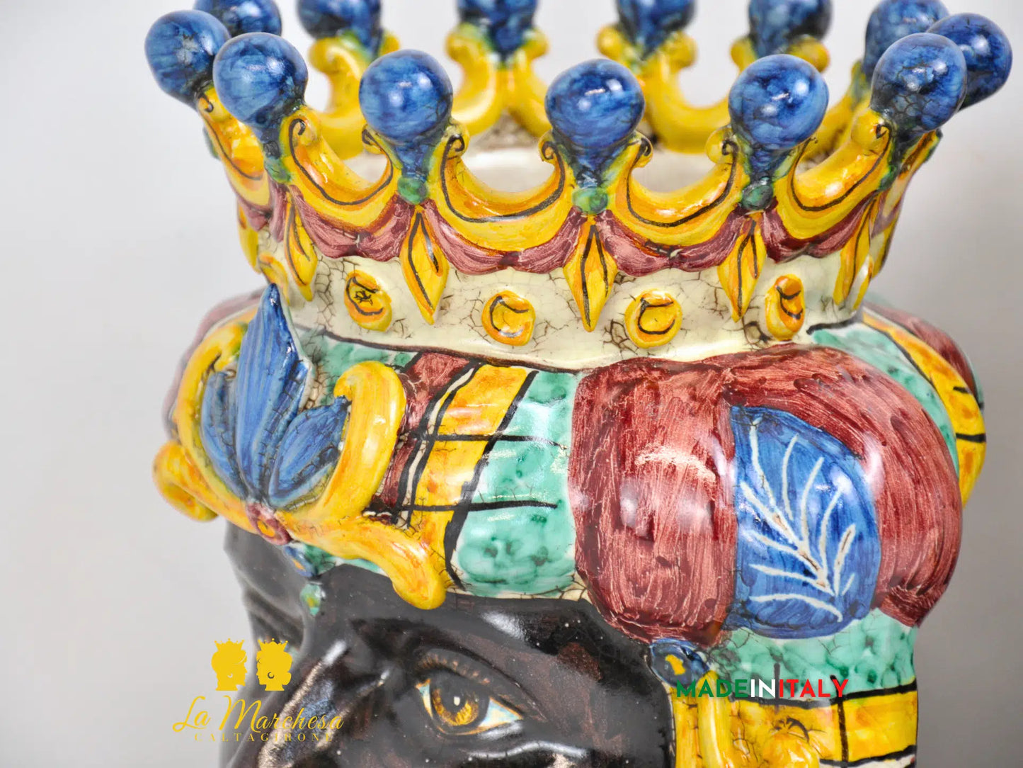 Teste di Moro Classiche Corona in Ceramica di Caltagirone 27cm - Vari Modelli