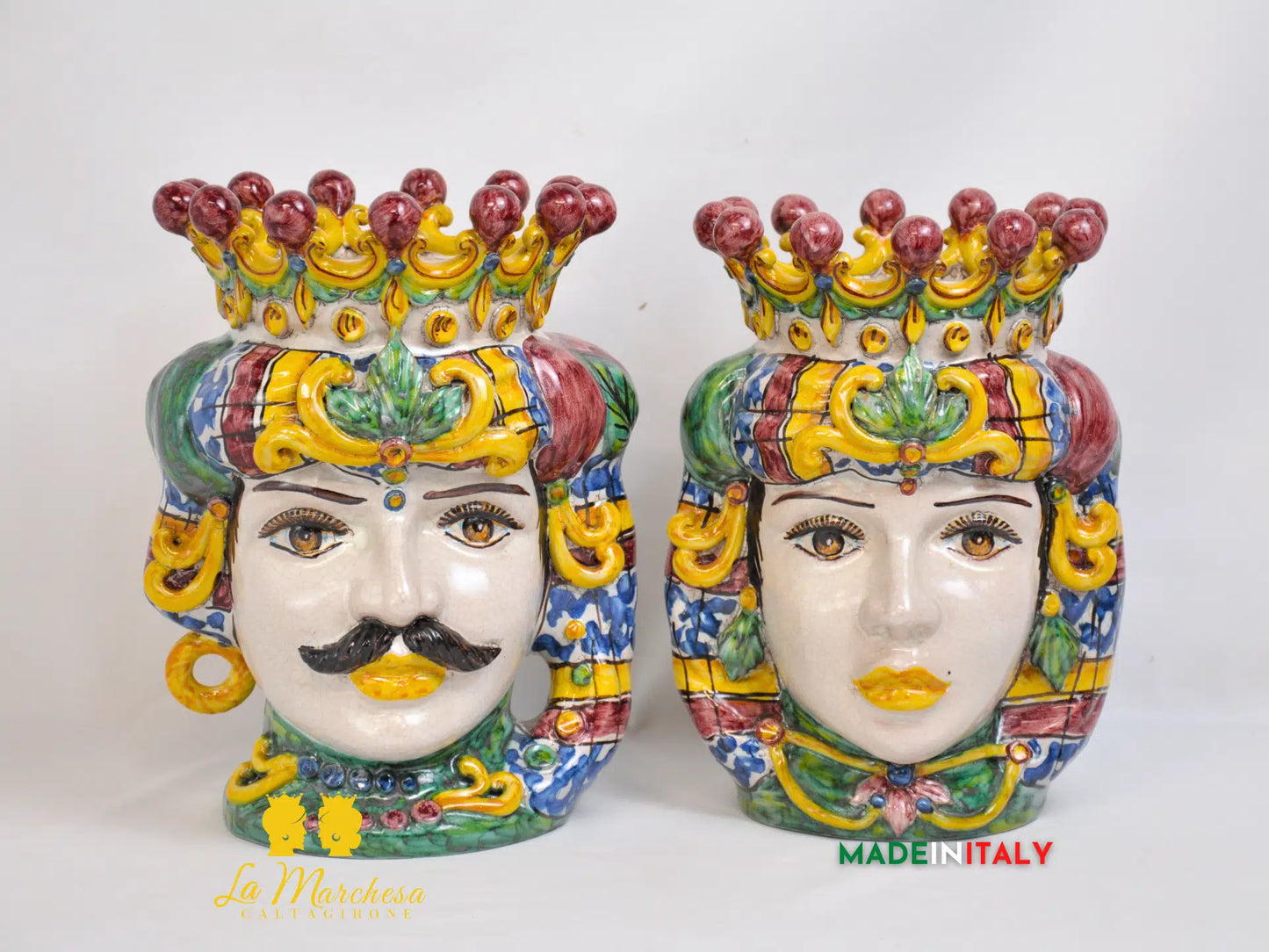Teste di Moro Classiche Corona in Ceramica di Caltagirone 27cm - Vari Modelli