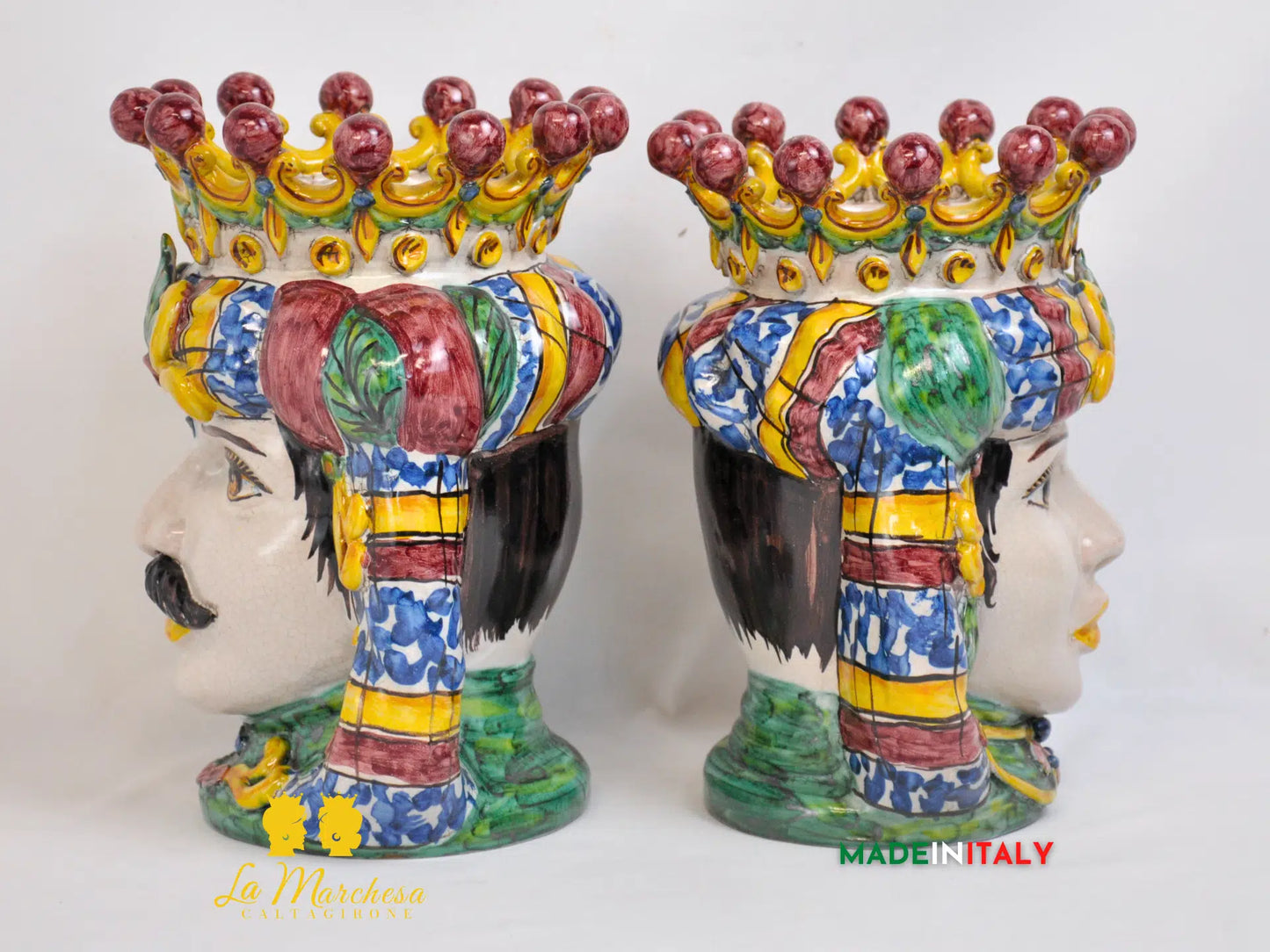 Teste di Moro Classiche Corona in Ceramica di Caltagirone 27cm - Vari Modelli
