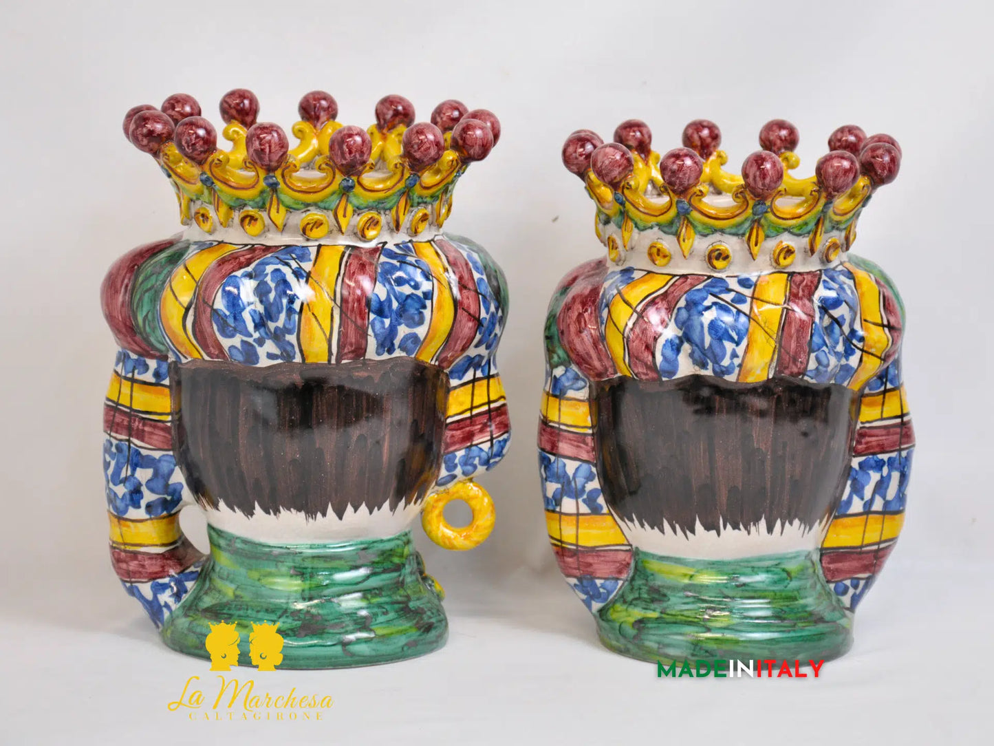 Teste di Moro Classiche Corona in Ceramica di Caltagirone 27cm - Vari Modelli