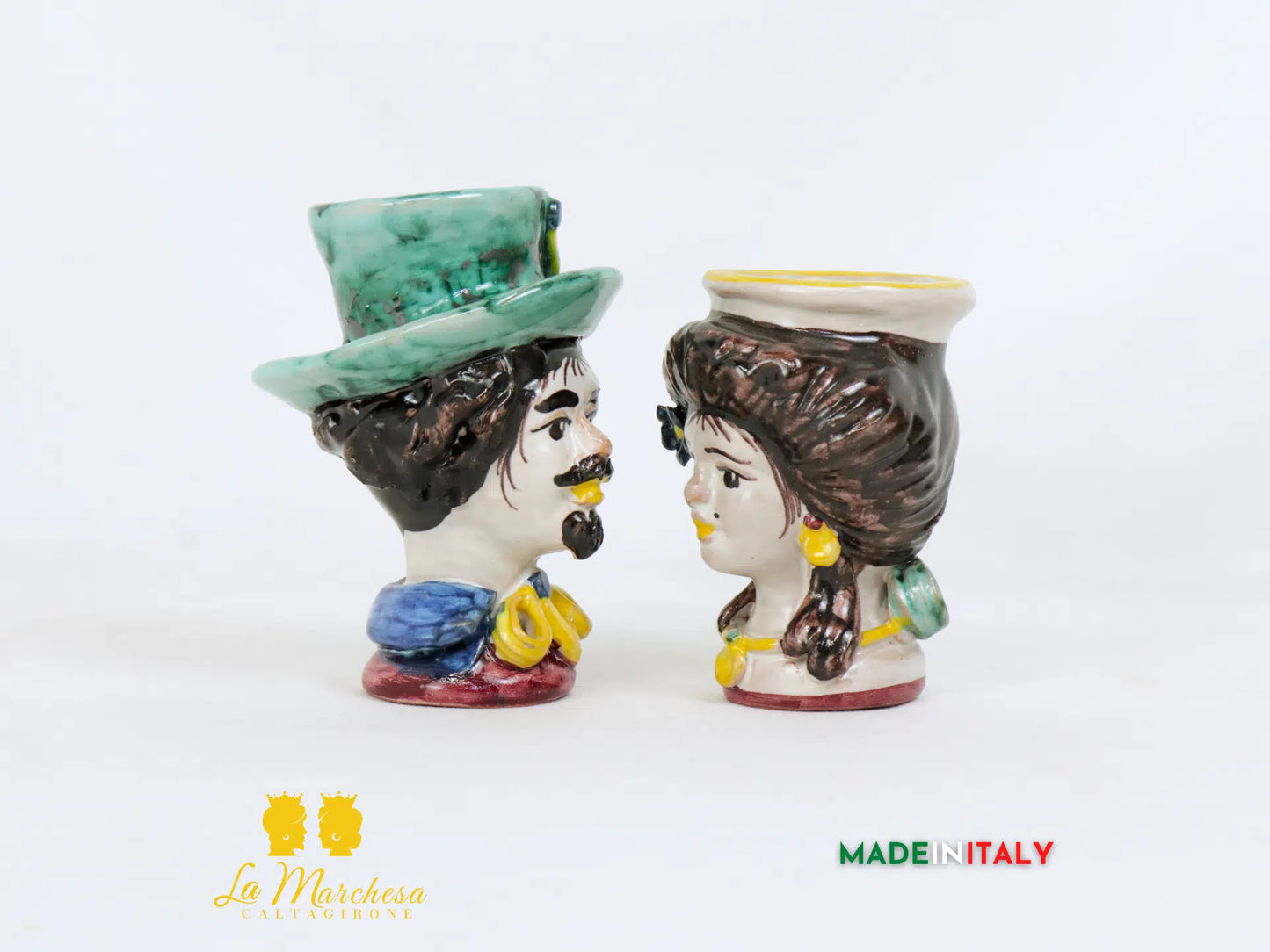 Teste di Moro Coppia Anni '80 in Ceramica di Caltagirone - Vari Modelli
