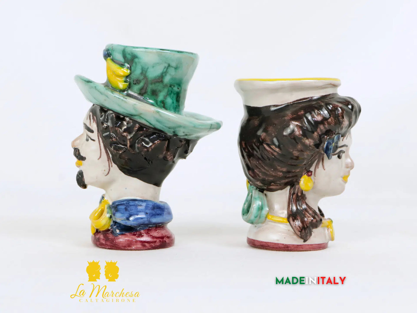 Teste di Moro Coppia Anni '80 in Ceramica di Caltagirone - Vari Modelli