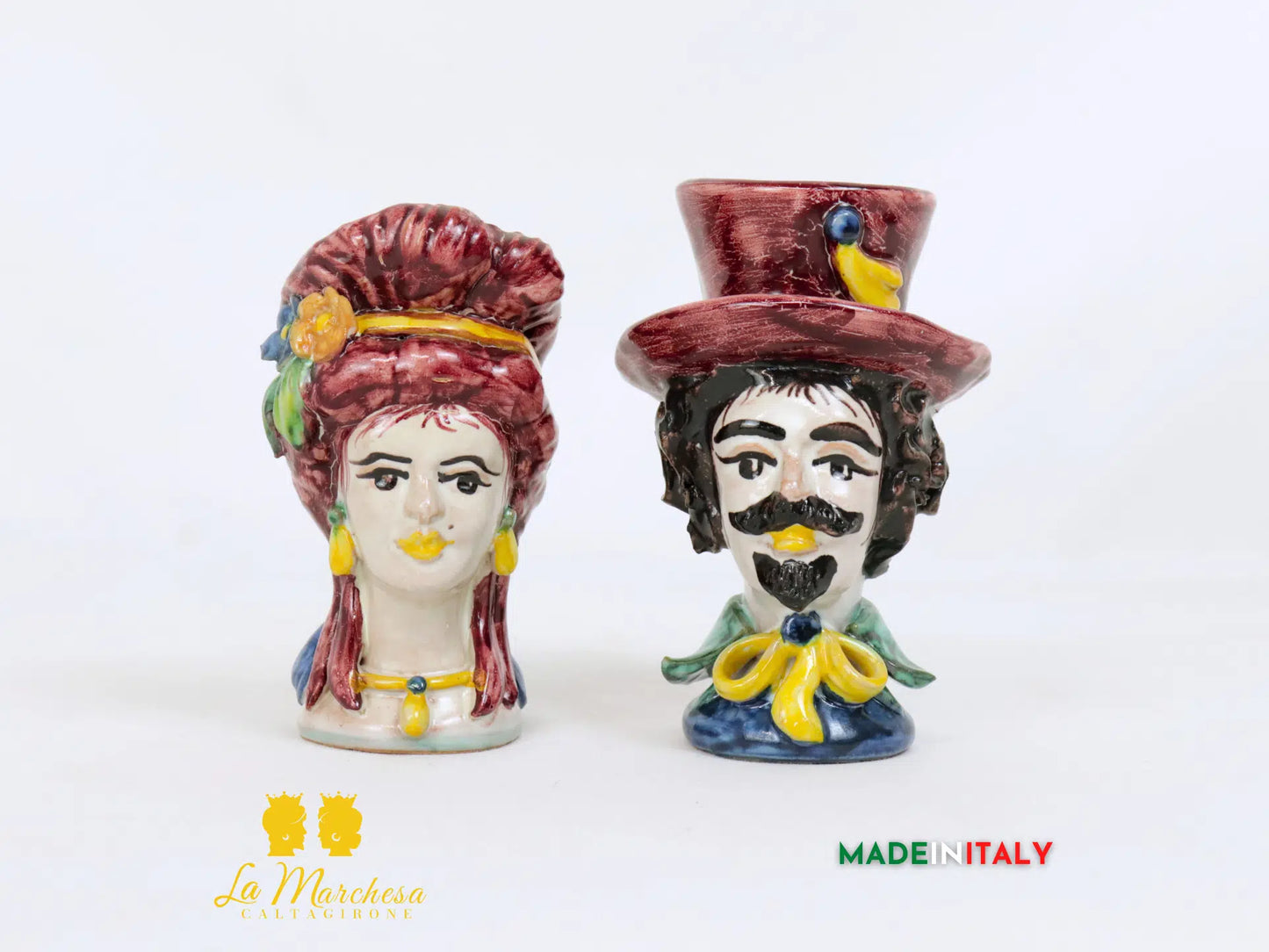 Teste di Moro Coppia Anni '80 in Ceramica di Caltagirone - Vari Modelli