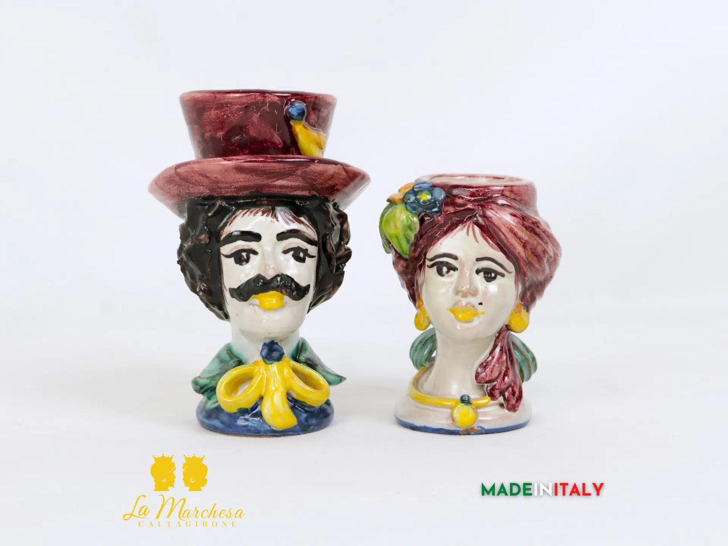 Teste di Moro Coppia Anni '80 in Ceramica di Caltagirone - Vari Modelli