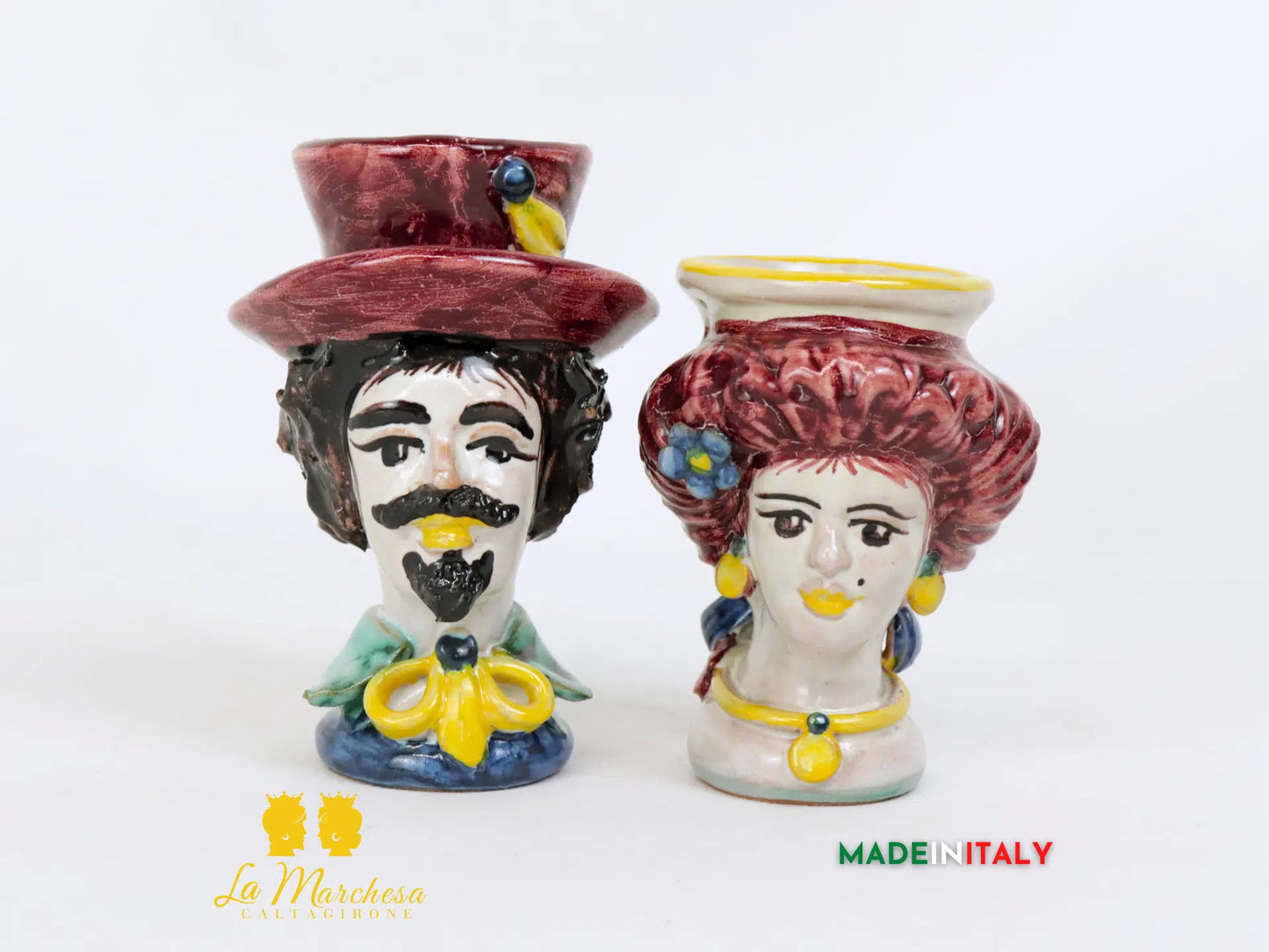 Teste di Moro Coppia Anni '80 in Ceramica di Caltagirone - Vari Modelli