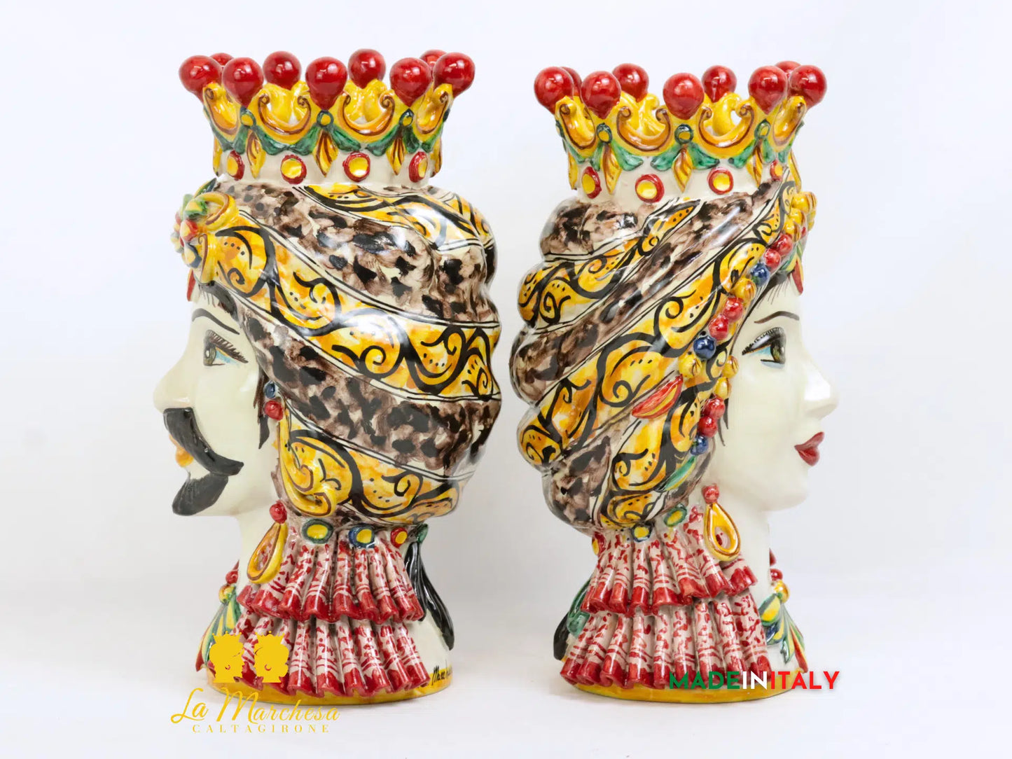 Teste di Moro in ceramica di Caltagirone classiche Foulard - Vari Modelli