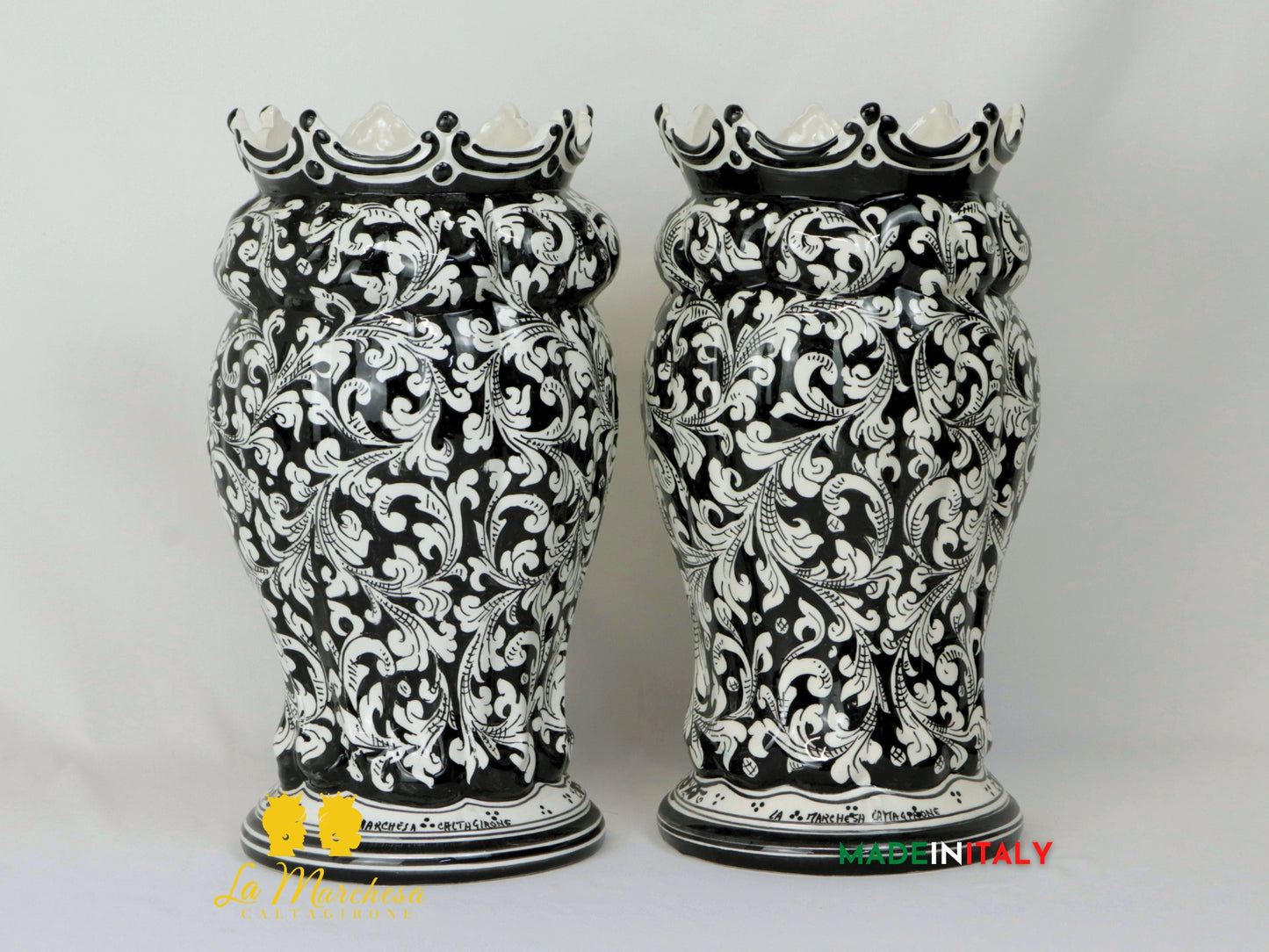 Teste di Moro in Ceramica di Caltagirone Ornato Nero 37cm