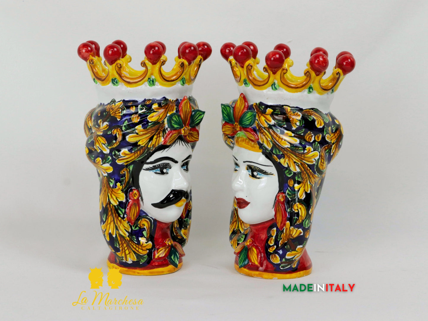 Testoline in ceramica siciliane rosse