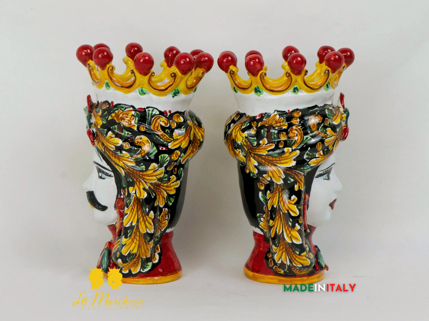 Teste di Moro in Ceramica di Caltagirone 18cm Ornato