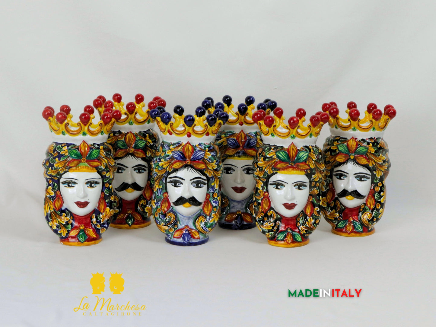 Teste di Moro in Ceramica di Caltagirone 18cm Ornato