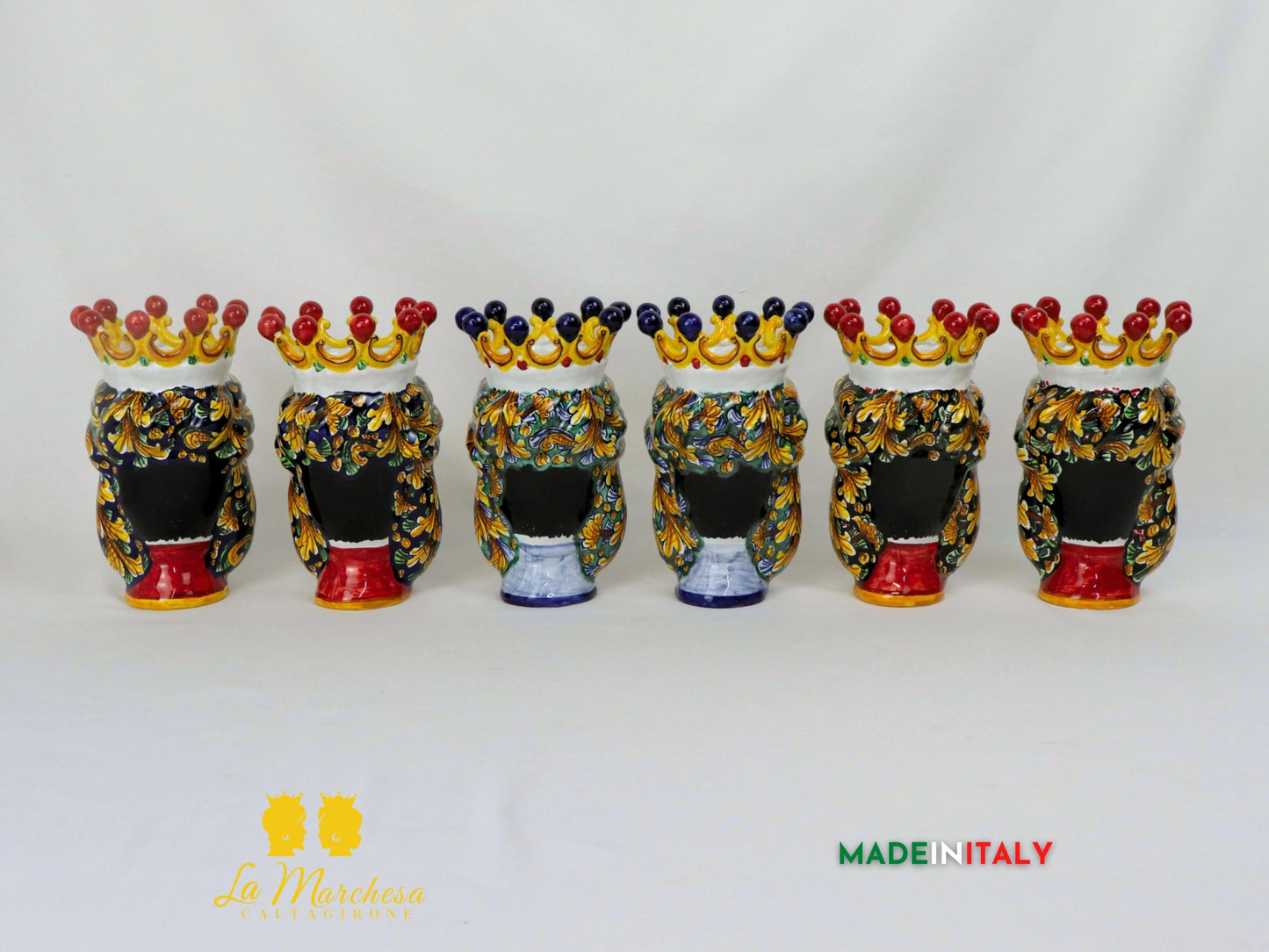 Teste di Moro in Ceramica di Caltagirone 18cm Ornato