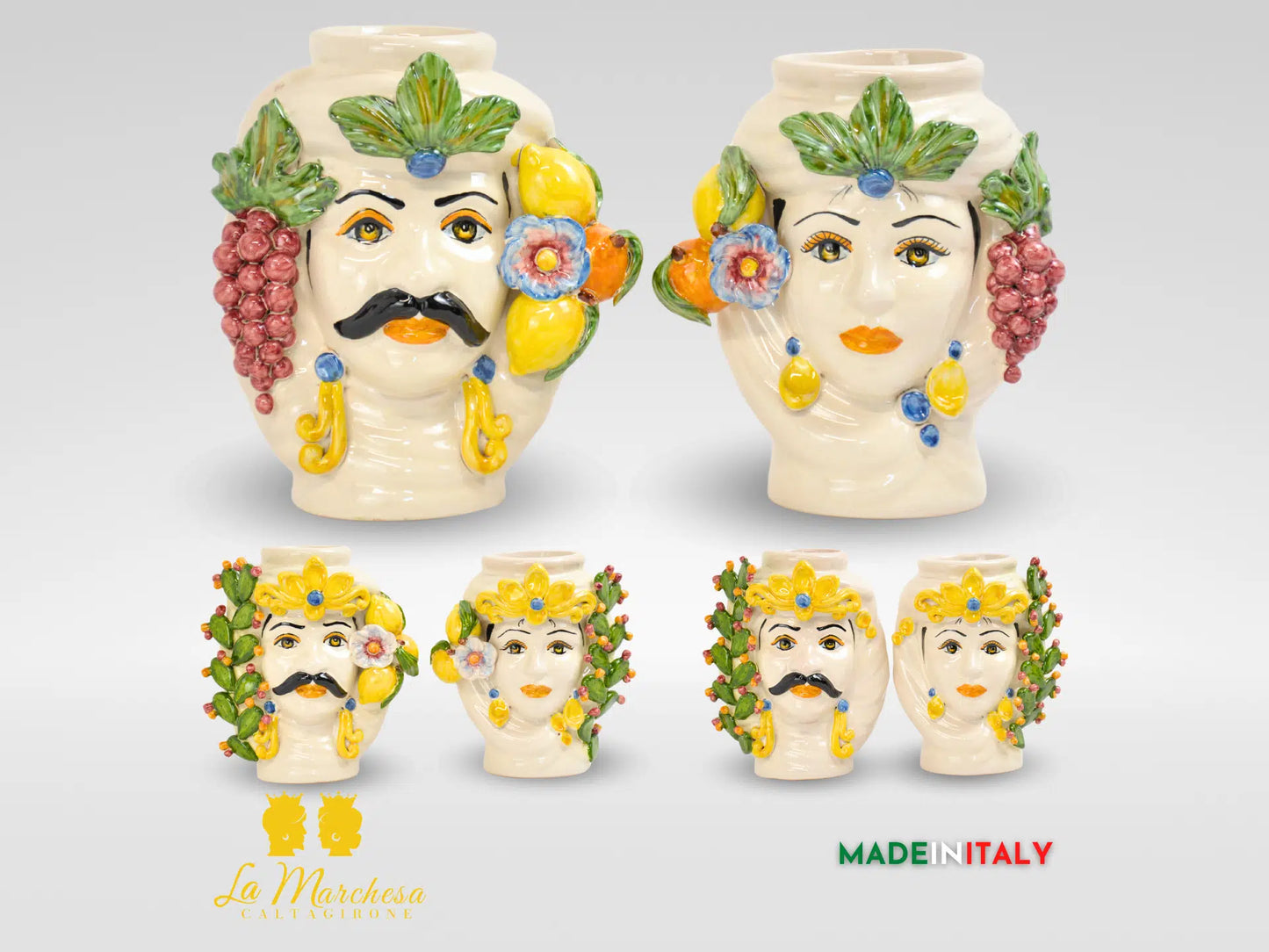 Teste di Moro Ortigia Smalto Sabbiato in Ceramica di Caltagirone - Vari Modelli