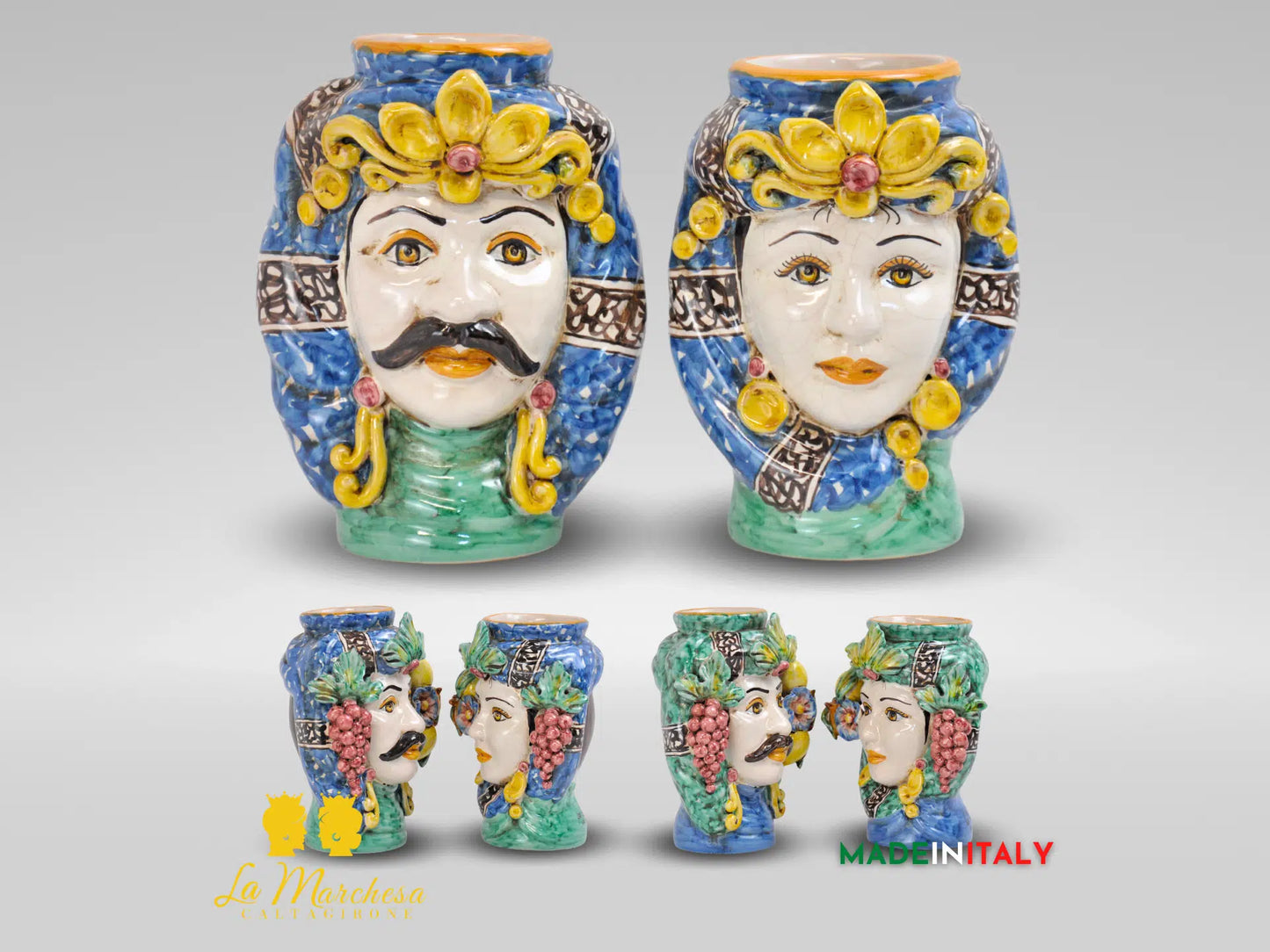 Teste di Moro Ortigia in Ceramica di Caltagirone 20cm - Vari Modelli