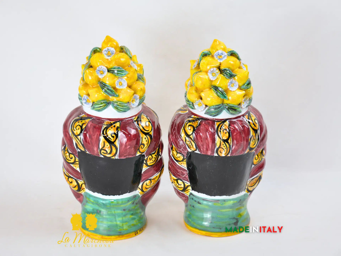 Teste di Moro Taormina Cesta Limoni in Ceramica di Caltagirone - Vari Modelli