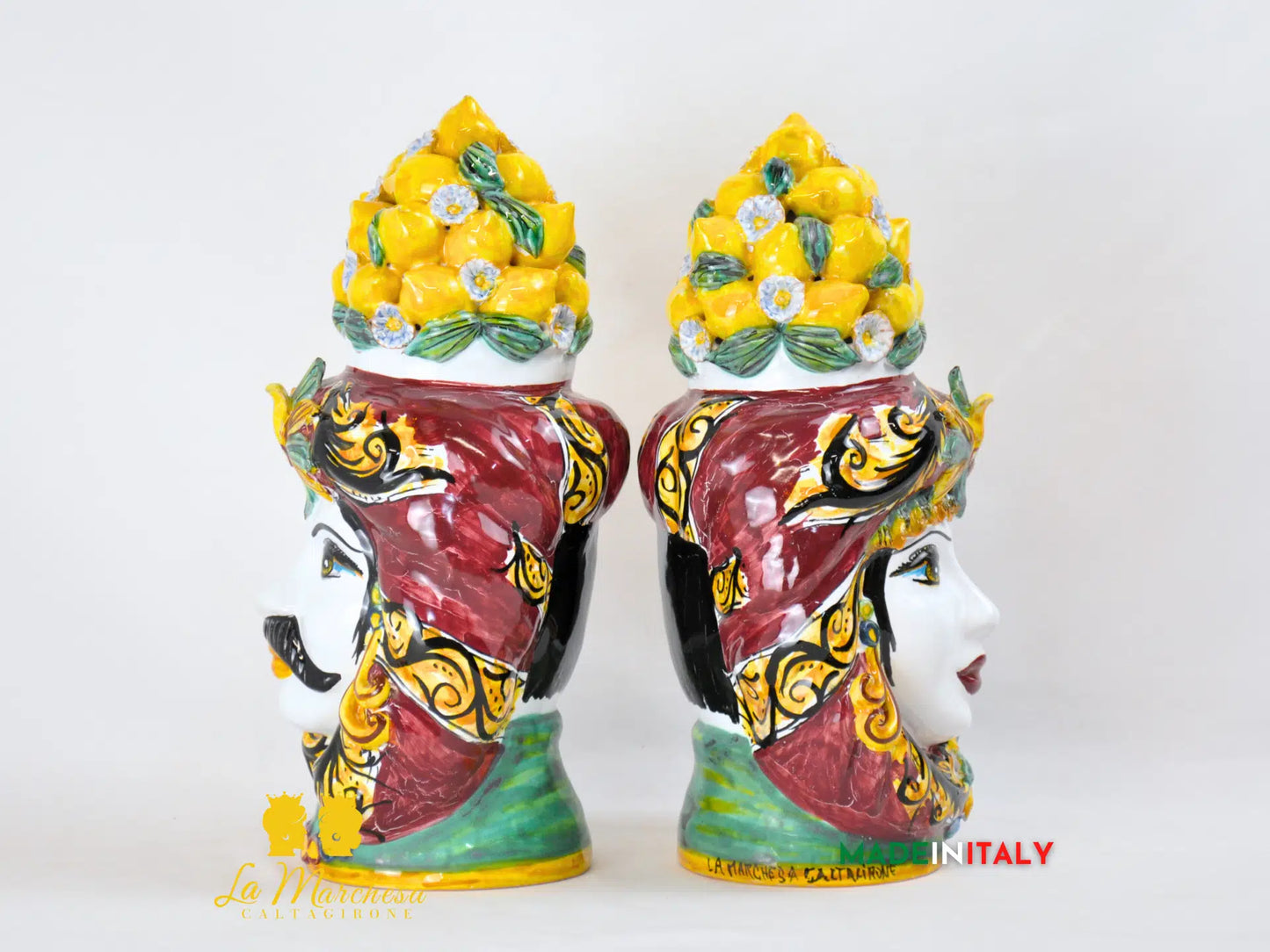 Teste di Moro Taormina Cesta Limoni in Ceramica di Caltagirone - Vari Modelli