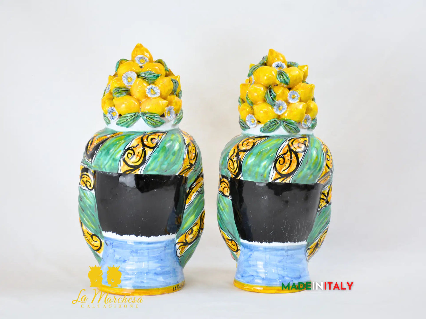 Teste di Moro Taormina Cesta Limoni in Ceramica di Caltagirone - Vari Modelli
