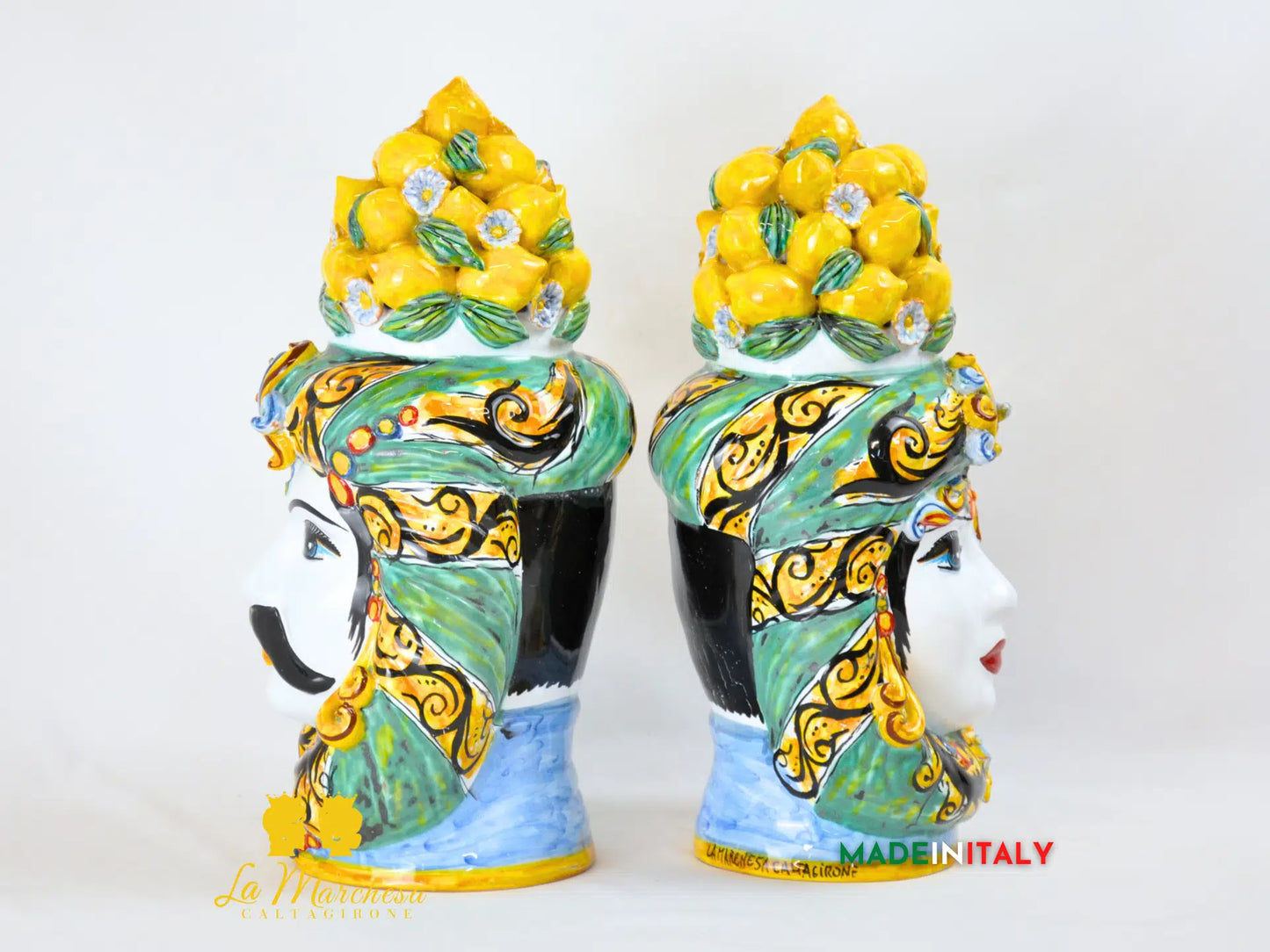 Teste di Moro Taormina Cesta Limoni in Ceramica di Caltagirone - Vari Modelli