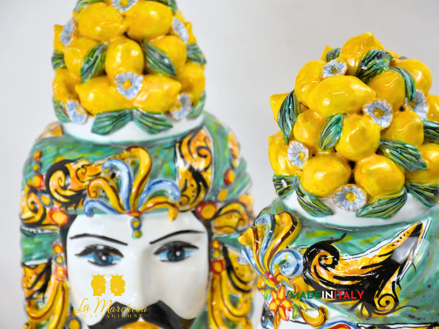 Teste di Moro Taormina Cesta Limoni in Ceramica di Caltagirone - Vari Modelli