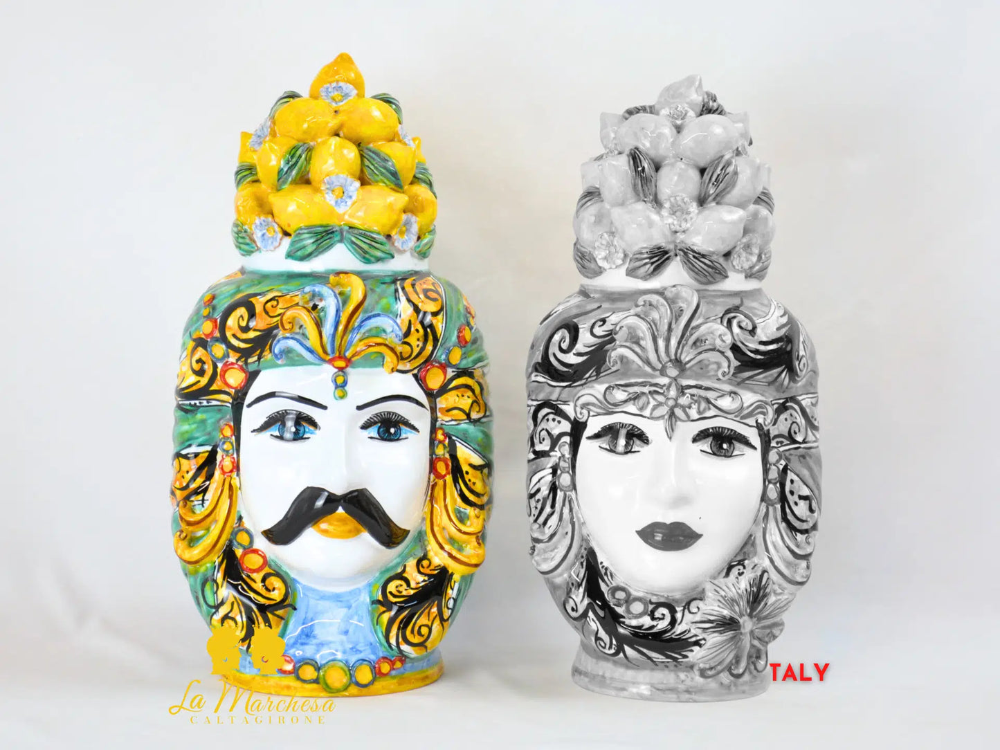 Teste di Moro Taormina Cesta Limoni in Ceramica di Caltagirone - Vari Modelli