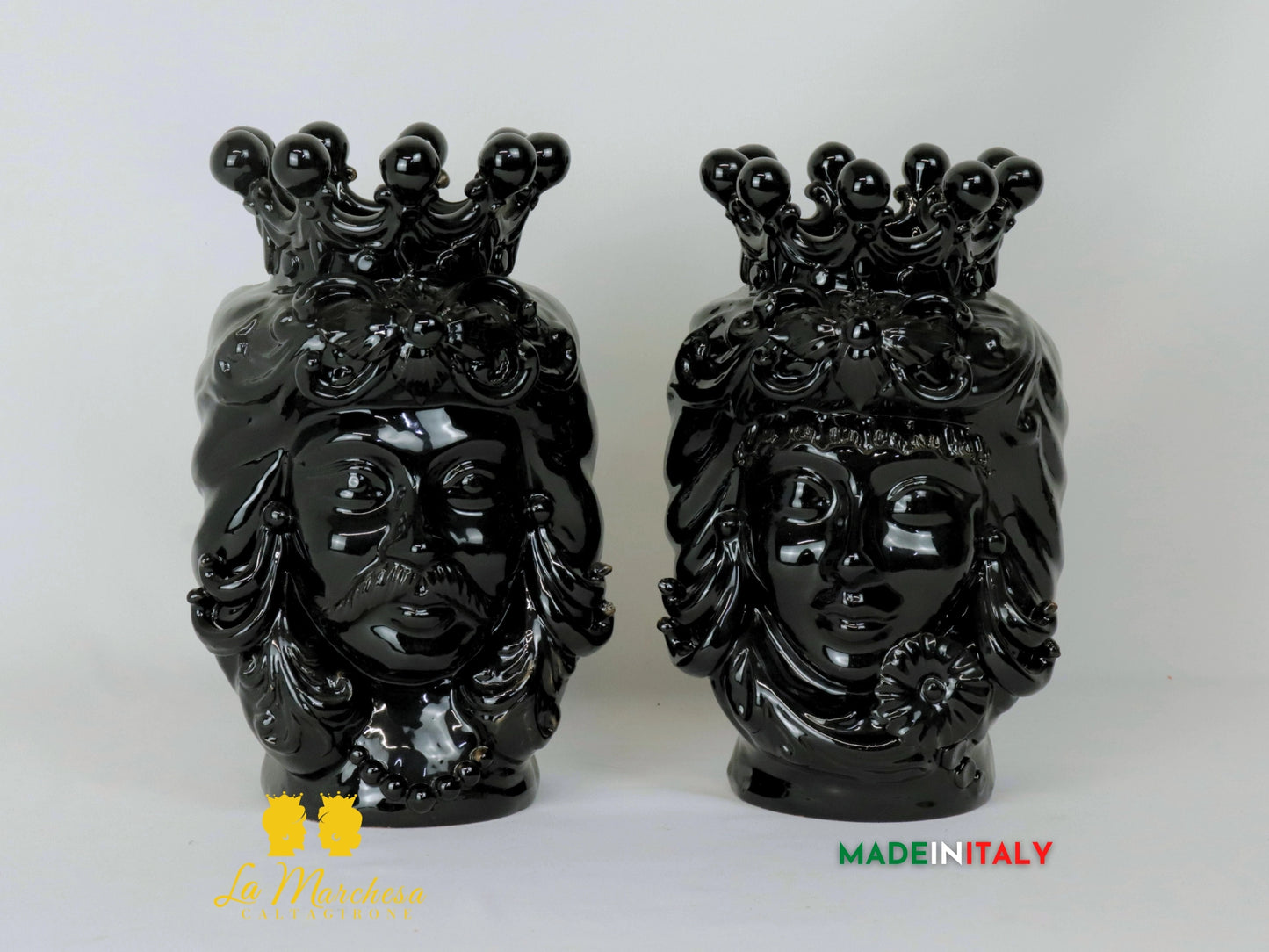 FINE SERIE Teste di Moro Taormina Nere in Ceramica di Caltagirone - Vari Modelli