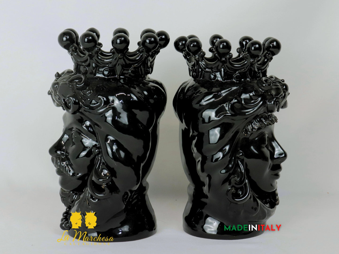 FINE SERIE Teste di Moro Taormina Nere in Ceramica di Caltagirone - Vari Modelli