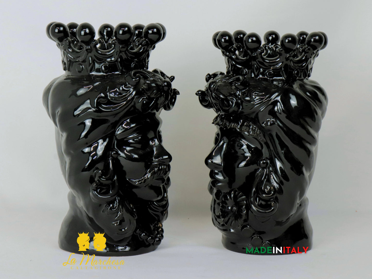 FINE SERIE Teste di Moro Taormina Nere in Ceramica di Caltagirone - Vari Modelli