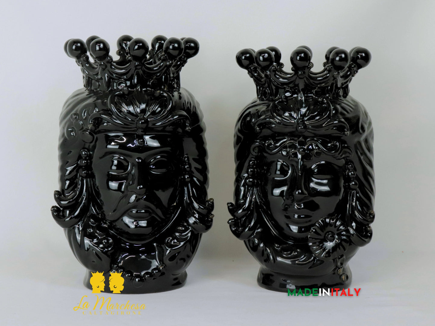 FINE SERIE Teste di Moro Taormina Nere in Ceramica di Caltagirone - Vari Modelli