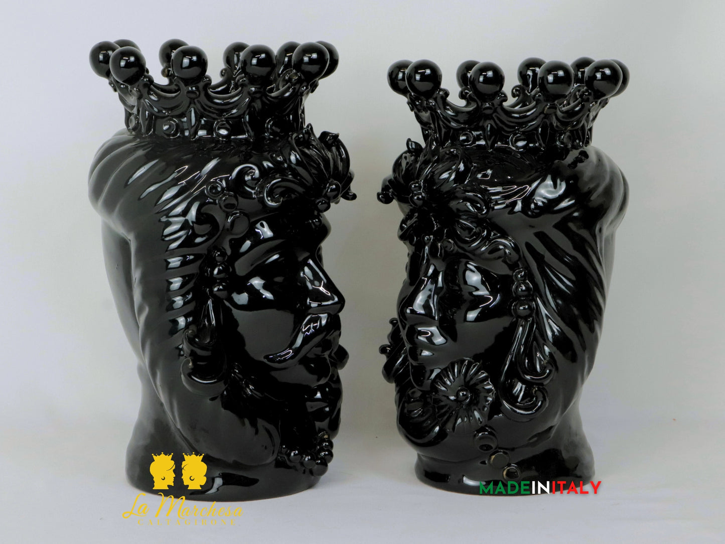 FINE SERIE Teste di Moro Taormina Nere in Ceramica di Caltagirone - Vari Modelli