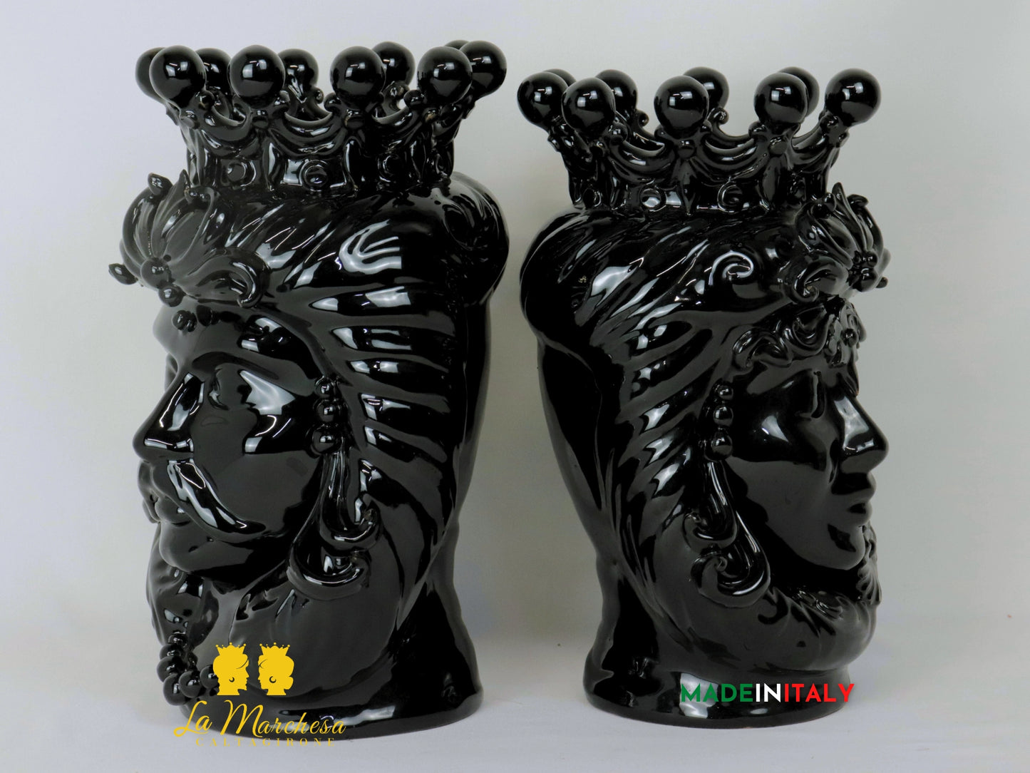 FINE SERIE Teste di Moro Taormina Nere in Ceramica di Caltagirone - Vari Modelli