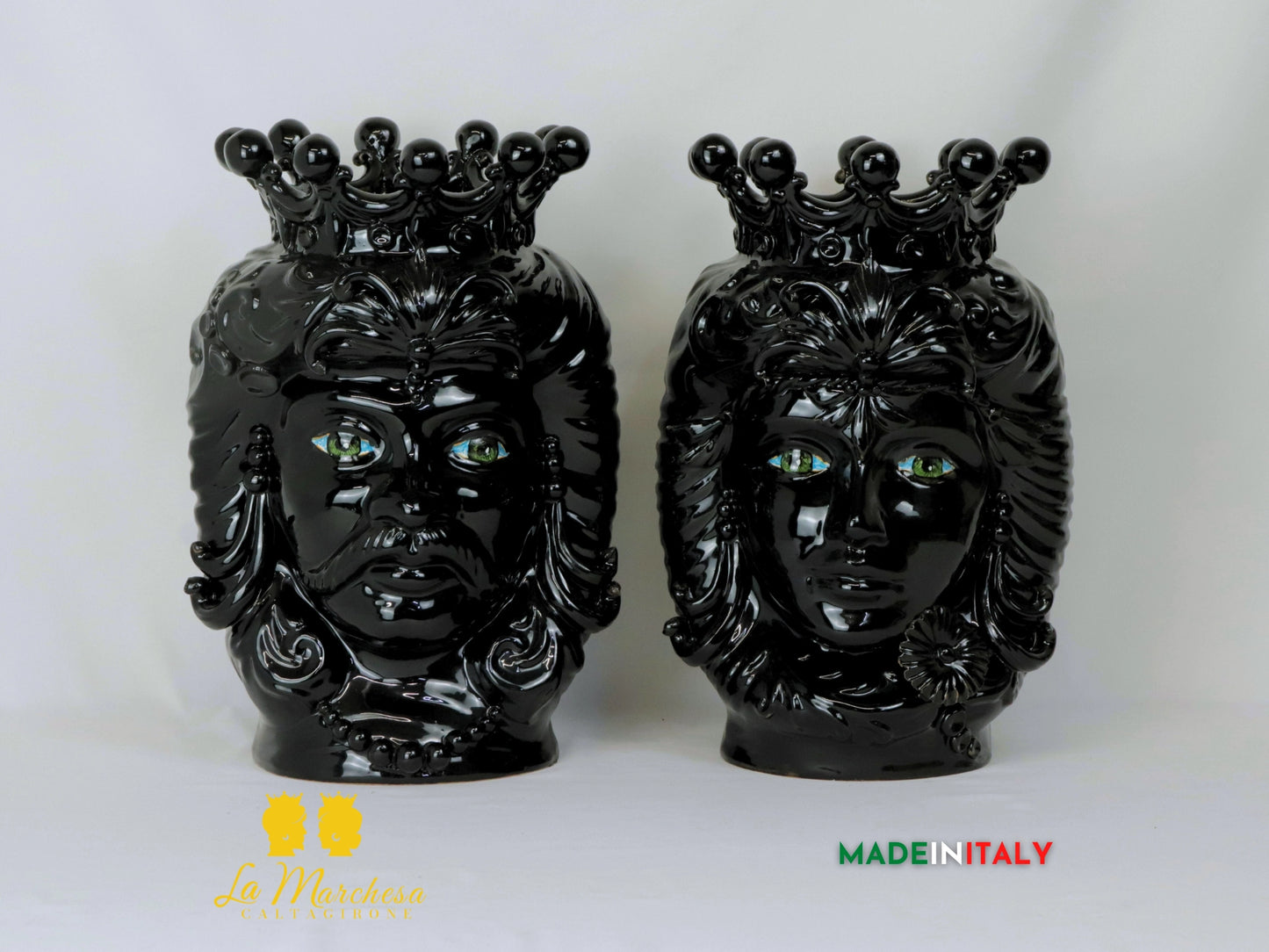 FINE SERIE Teste di Moro Taormina Nere in Ceramica di Caltagirone - Vari Modelli