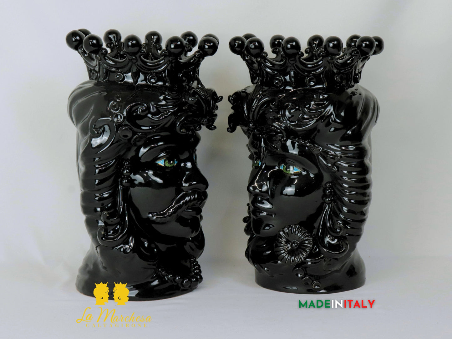 FINE SERIE Teste di Moro Taormina Nere in Ceramica di Caltagirone - Vari Modelli