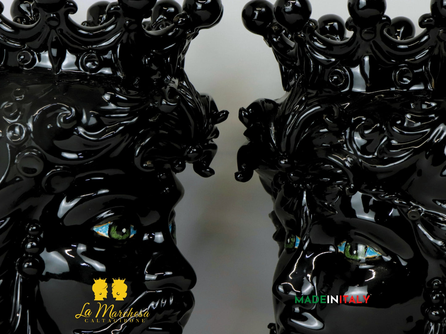 FINE SERIE Teste di Moro Taormina Nere in Ceramica di Caltagirone - Vari Modelli