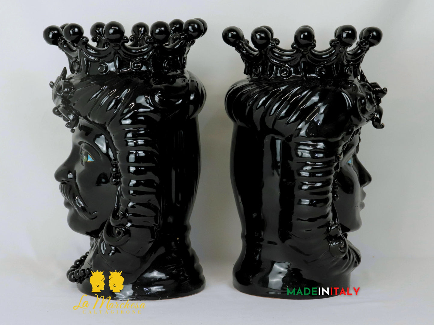FINE SERIE Teste di Moro Taormina Nere in Ceramica di Caltagirone - Vari Modelli