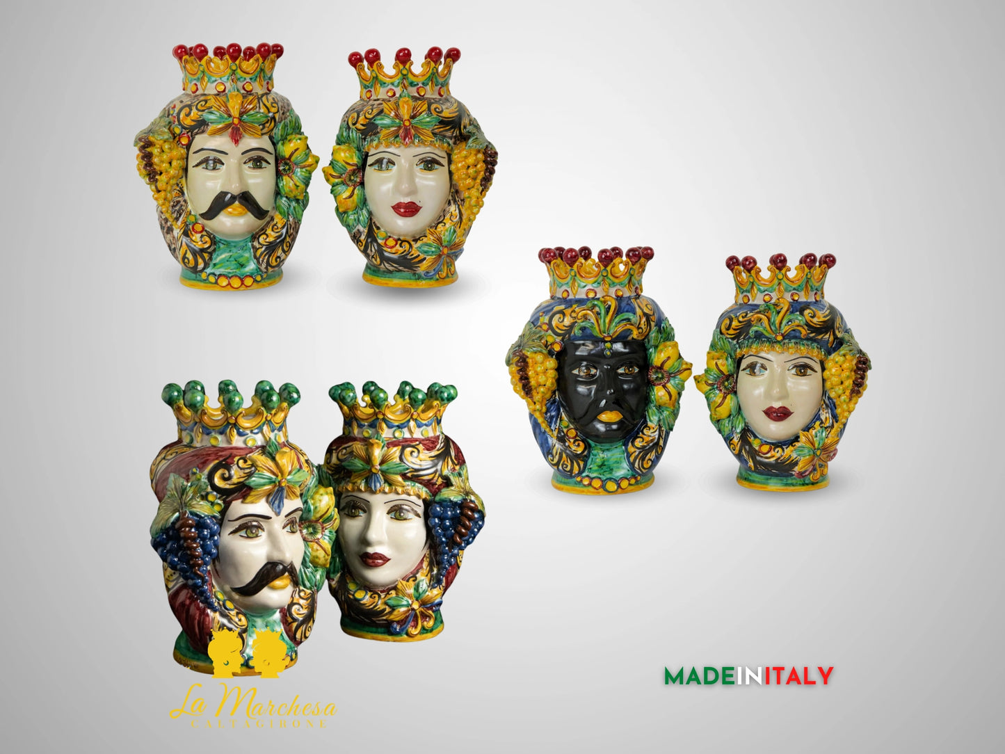 Teste di Moro Taormina in Ceramica di Caltagirone 29cm - Vari Modelli