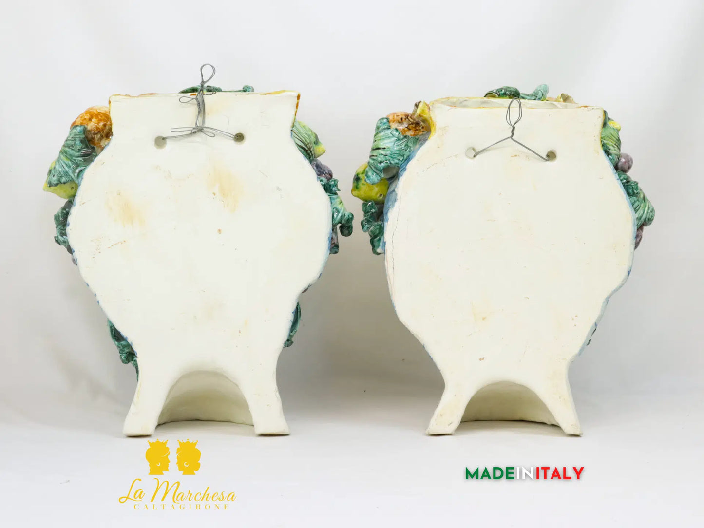 Teste di Moro da Parete Decoro Frutta in Ceramica di Caltagirone 35cm