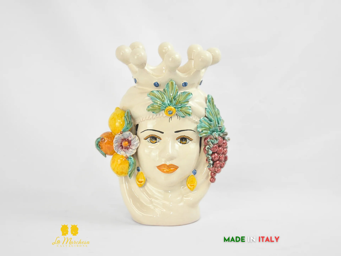 Teste di Moro in Ceramica di Caltagirone Sabbia Frutta - Varie misure